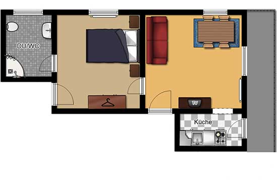 Floor plan of Apartment 3 at Pension Luttinger